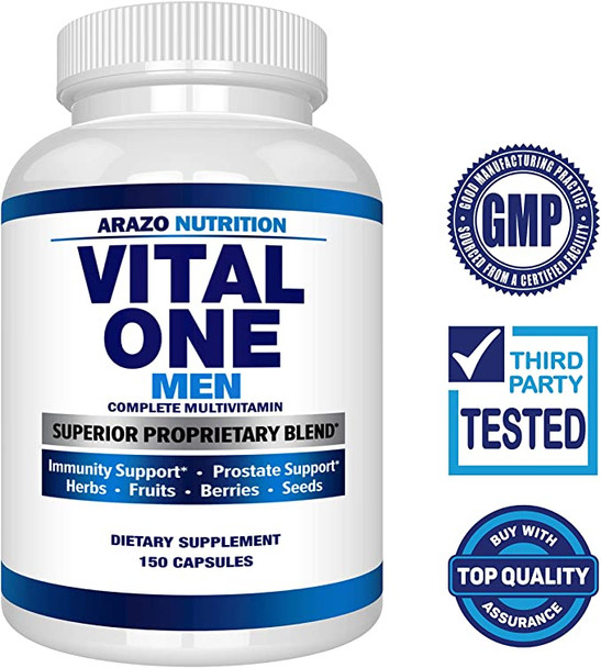 Vital One Multivitamin for Men – Daily Wholefood Supplement - 150 Vegan Capsules – Arazo Nutrition