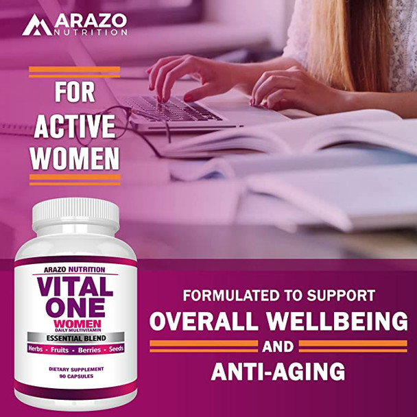 Vital One Multivitamin For Women - Daily Wholefood Supplement - 90 Tablets - Arazo Nutrition