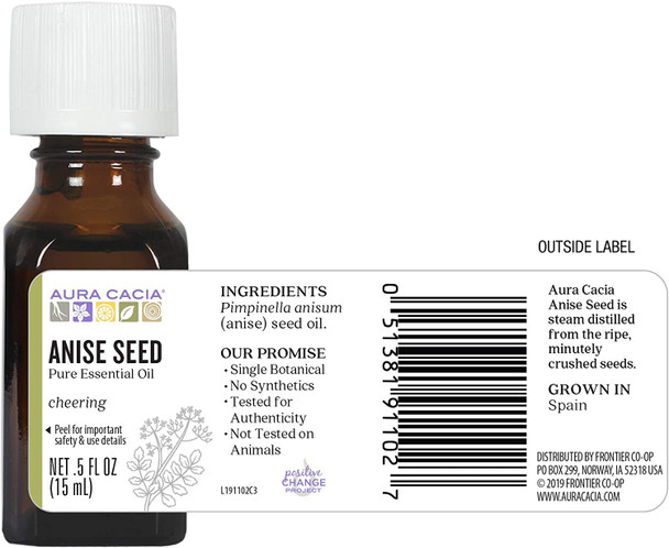 Aura Cacia Pure Anise Essential Oil  0.5 fl. oz.  Pimpinella anisum