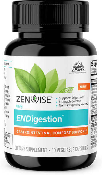 Zenwise Endigestion Indigestion Relief  Digestive Enzymes Apple Cider Vinegar Ginger And Peppermint For Gut Health Constipation And Bloating Support Vegan Supplement For Women And Men  10 Ct