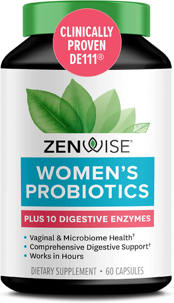 Zenwise Probiotics for Women  Probiotics  Digestive Enzymes for Vaginal Health and Daily Gut Flora Health. Reliably Alive Probiotics for Digestive Health Wellness  60 Count