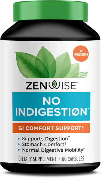 Zenwise No Indigestion  Indigestion Relief with Digestive Enzymes Apple Cider Vinegar Ginger and Peppermint for Gut Health Constipation and Bloating Vegan Fiber Supplement Women and Men