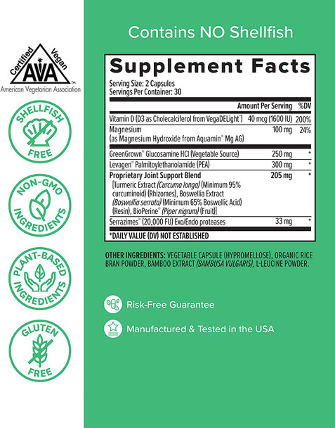 Zenwise Certified Vegan Joint Support Supplement  Glucosamine HCl Turmeric Extract Boswellia Extract  Supports Bone Health  JointsMagnesium  Vitamin D D3 as Cholecalciferol  60 Capsules