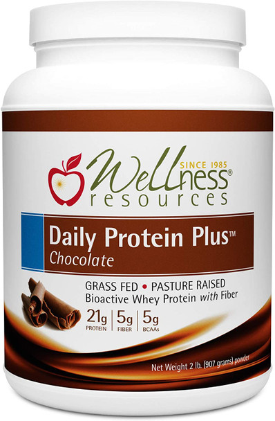 Daily Protein Plus Chocolate  Grass Fed Pasture Raised Bioactive Whey Protein Isolate with Guar Fiber and Organic Cocoa  No Sweeteners SoyFree GlutenFree 2 lb.