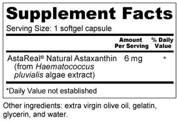 Astaxanthin 6mg 90 caps AstaReal for Eyes Skin Immunity  USA Grown Natural Astaxanthin NonGMO