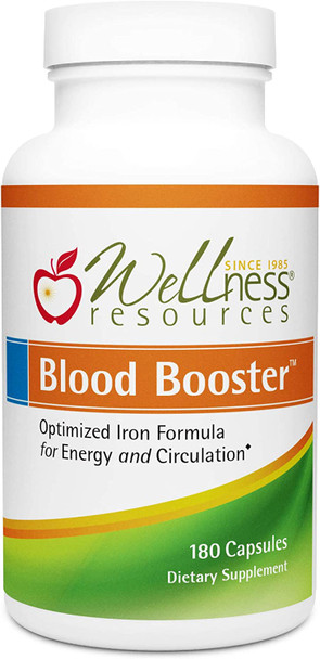 Blood Booster for Energy and Fatigue  Gentle Nonconstipating Iron Methylfolate and Other coenzyme B Vitamins 180 caps  Vegan Gluten Free NonGMO