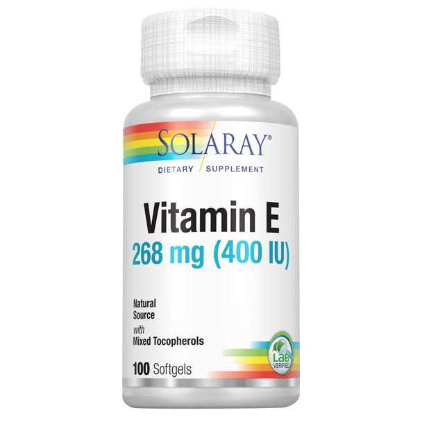 Solaray Vitamin E d-Alpha Tocopherol 268mg (400 IU) | Heart & Skin Health, Antioxidant Activity Support | 100ct