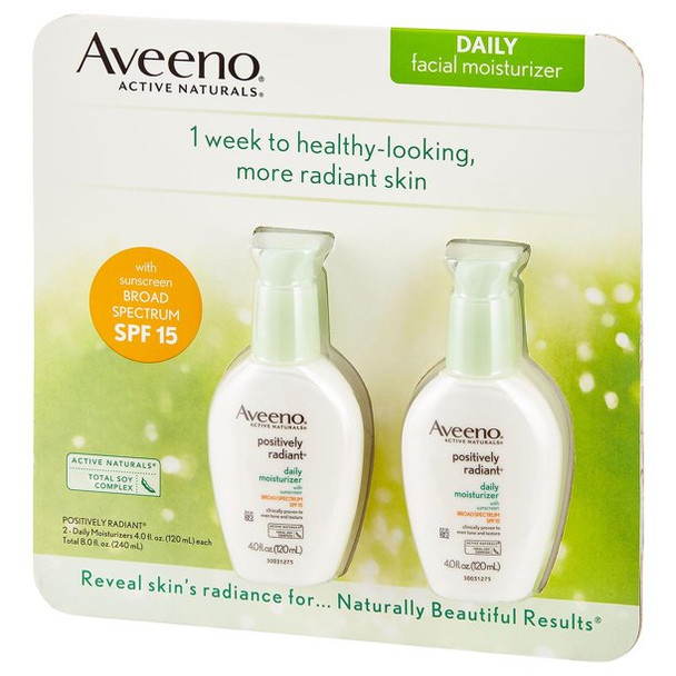 Aveeno Positively Radiant Daily Moisturizer, SPF 15 (4.0 fl. oz., 2 pk.)