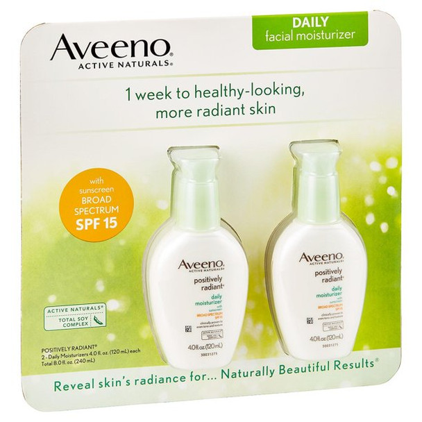 Aveeno Positively Radiant Daily Moisturizer, SPF 15 (4.0 fl. oz., 2 pk.)