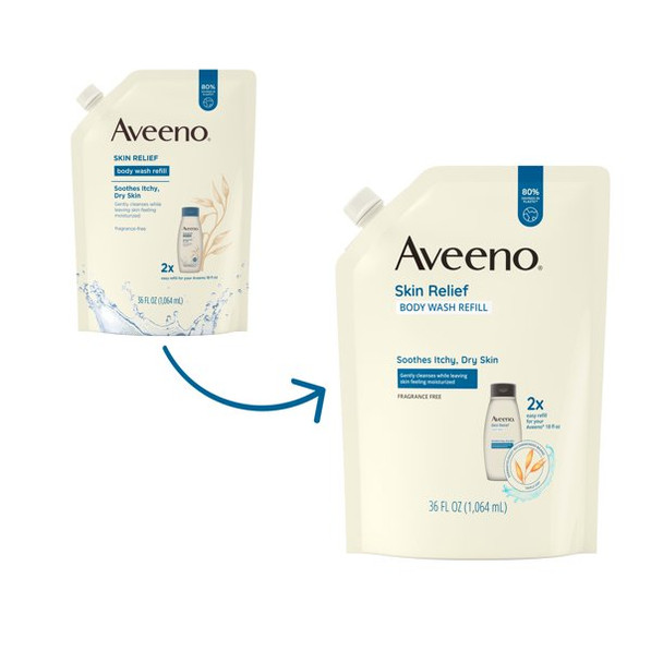 Aveeno Skin Relief Fragrance-Free Body Wash Refill, 36 fl. oz