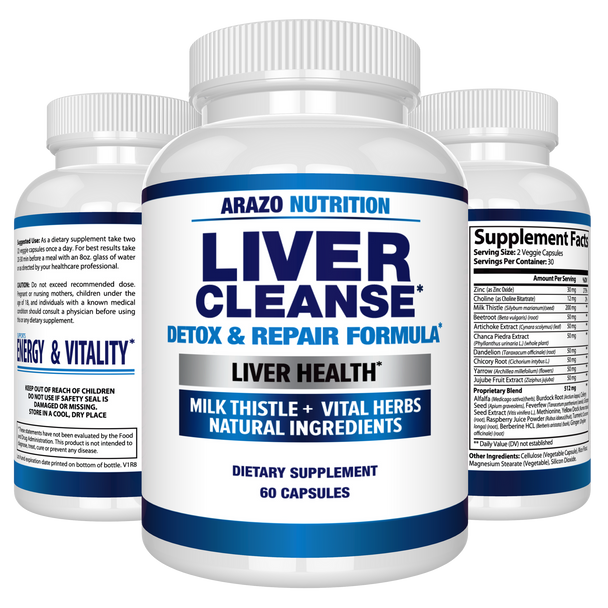 Liver Cleanse Detox & Repair Formula - Arazo Nutrition - 60 capsules