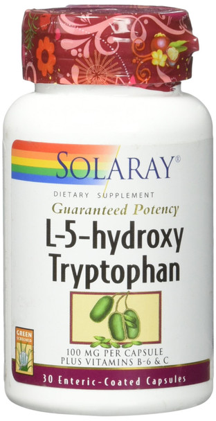 Solaray Guaranteed Potency L-5-HTP + B 6 & C 100 mg Capsules, 30 Count