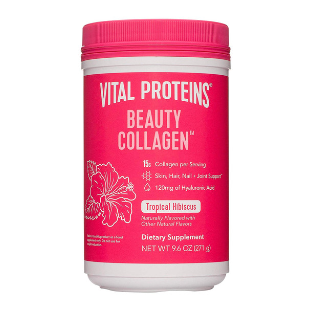 Vital Proteins Beauty Collagen Peptides Powder Supplement for Women Tropical Hibiscus, 9.6oz Canister