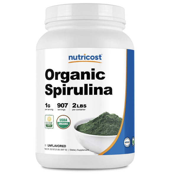 Nutricost Organic Spirulina Powder 2 Pounds - Pure, Certified Organic Spirulina