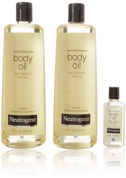 Neutrogena 2 Pack Of Body Oil Light Sesame Formula, - 16 Fl. OZ Bottles, Total 32 OZ.