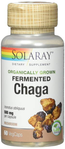 Solaray Fermented Chaga Mushroom 500 mg | Healthy Immune Function Support | 30 Servings | 60 VegCaps