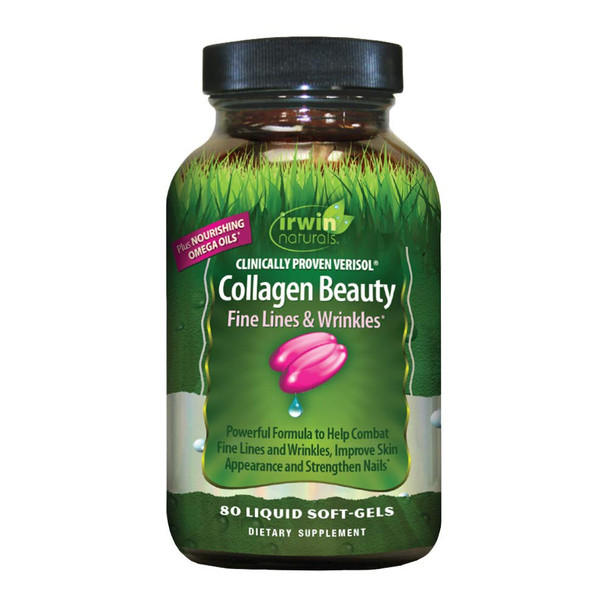 Irwin Naturals Collagen Beauty Verisol Type I & Ii Anti-Aging, Hair, Skin, Nails & Joint Support - Combat Fine Lines & Wrinkles With Vitamin C & A, Biotin & Resveratrol - 80 Liquid Softgels