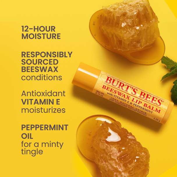 Burt's Bees Beeswax Lip Balm with Vitamin E & Peppermint  0.15 oz