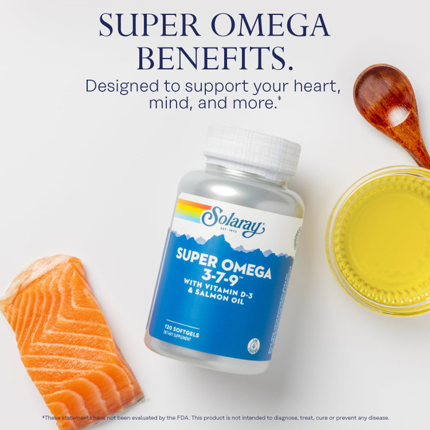Solaray Super Omega 3 7 9 | Supports Healthy Skin, Cardiovascular Function, More | EPA, DHA, Essential Fatty Acids from Fish Oil | Mini Softgel, 120ct