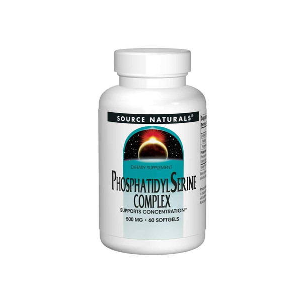 Source Naturals Phosphatidyl Serine Complex Stablilized Enzyme Supplement 500mg - 100% Pure - 60 Softgels