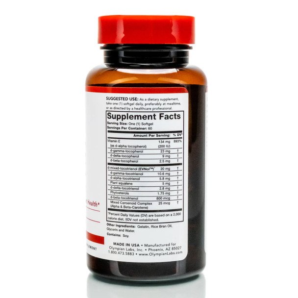 Olympian Labs Vitamin E Complete With Tocomin Tocotrienol | 60 Capsules | Supports Healthy Brain & Cardiovascular System