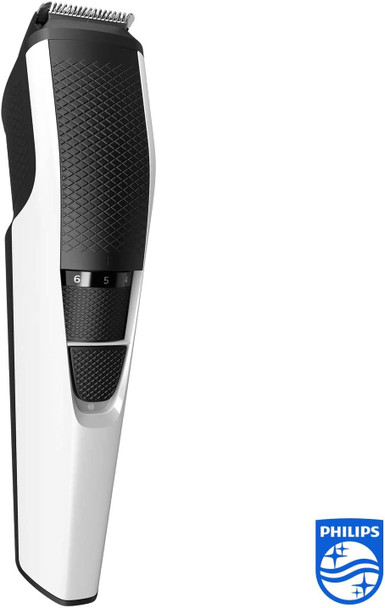 Philips Beard & Stubble Trimmer for Men, Series 3000, 10 Length Settings, Self-Sharpening Blades, UK 3-Pin Plug - BT3206/13