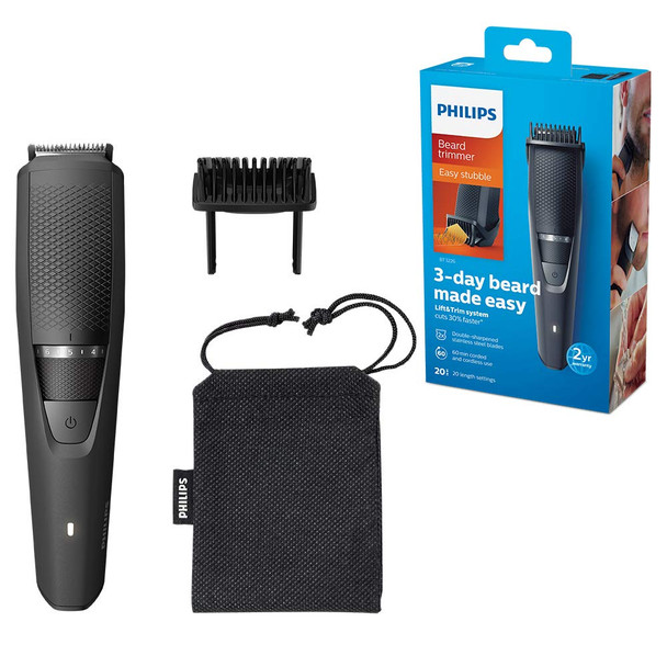 Philips Beard Trimmer for Men, Series 3000, 20 Length Settings, Self-Sharpening Metal Blades, UK 3-Pin Plug - BT3226/13