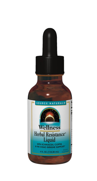 Source Naturals Wellness Herbal Resistance Liquid Immune Defense Supplement & Immunity Booster with Echinacea, Elderberry & Yin Chiao - 4 OZ