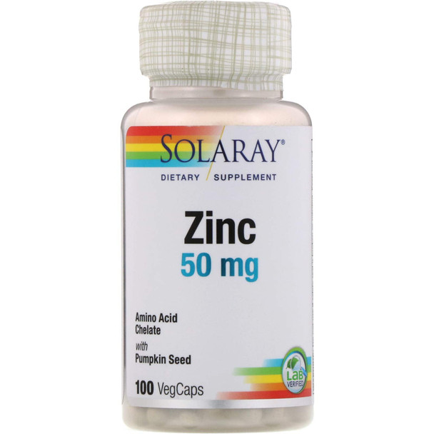 Zinc 50mg Solaray 100 Veg Cap - Pack of 3