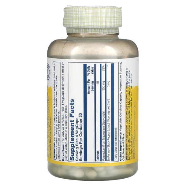Solaray High Absorption Magnesium Glycinate, 350 mg 120 VegCaps