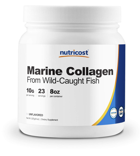 Nutricost Marine Collagen Peptides 8oz from Wild Caught Alaskan Fish, Premium, Hydrolyzed Collagen Powder