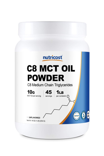 Nutricost C8 MCT Oil Powder 1LB (16oz) - 95% C8 MCT Oil Powder