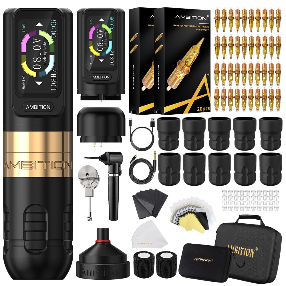 Tattoo Kit-Ambition Zetton Wireless Tattoo Machine Pen Kit