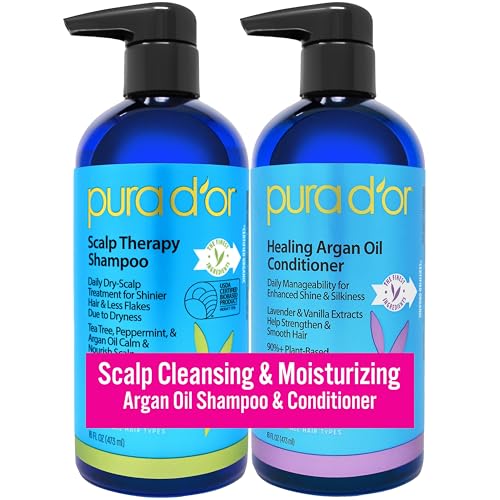 Pura D'Or Scalp Therapy Shampoo & Conditioner Set (16Oz X 2) Dry