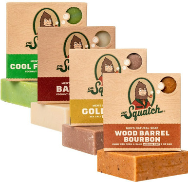 NEW! Dr SQUATCH Wood Barrel Bourbon Trio Set ( Lotion & 2 Bars! & Free Bag  )