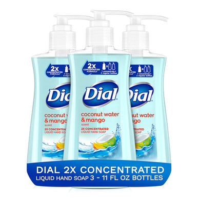 Dial 2X Concentrated Liquid Hand Soap, Coconut Water Mango, 11