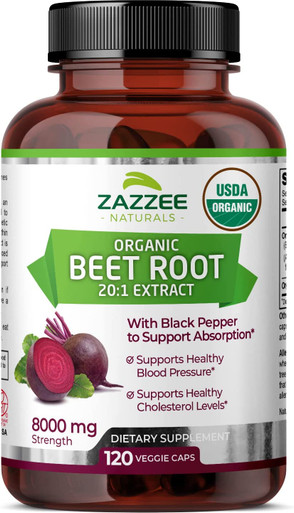 Zatiページ Zazzee USDA Organic Extra Strength Beet Root 20:1 Extract, 8000 mg
