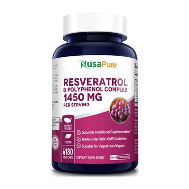 NusaPure Resveratrol & Polyphenol Complex 1450 mg 180 Vegetarian Caps ...
