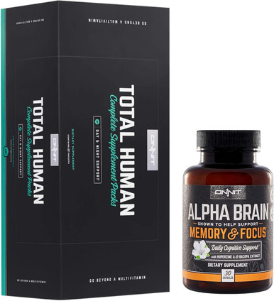 Onnit Total Human Optimization Stack - Alpha Brain (30ct) + Total Human ...