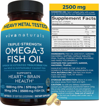 viva naturals glutathione Omega 3 Fish Oil Supplement - 2500 Mg Tri | Buy at Kiwla Item Volume::11.8 Fluid Ounce Anti - inflammatory injection ALTRIENT Liposomal Vitamin C