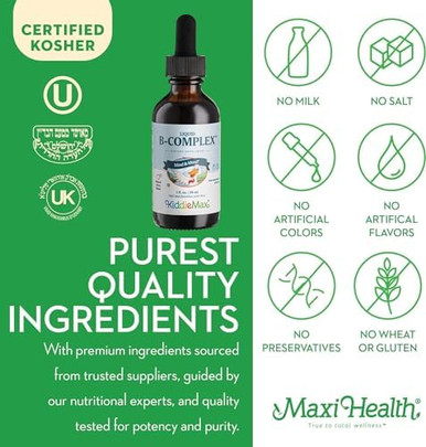 Maxi Health Raspberry Liquid Vitamin B Complex Supplement With Vitamin ...
