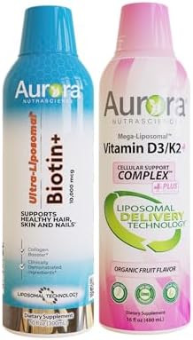 Vida Lifescience Aurora Nutrascience Mega-Liposomal Vitamin D3/K2 & Ultra  Liposomal Biotin Bundle