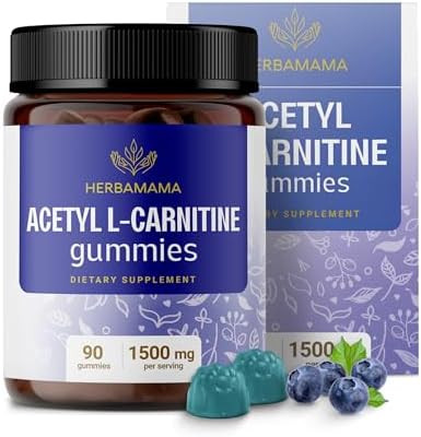 Herbamama Alcar Acetyl L-Carnitine 1500Mg Gummies - L Carnitine Supplement For Energy Focus & Brain Support - Vegan Non-Gmo