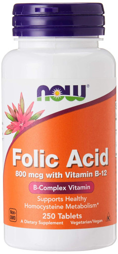 NOW Folic Acid 800 mcg 250 tablets