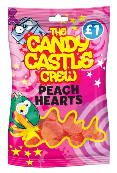 Candy Castle Crew Peach Hearts - 1 x 18 x 90g (POR 40%)