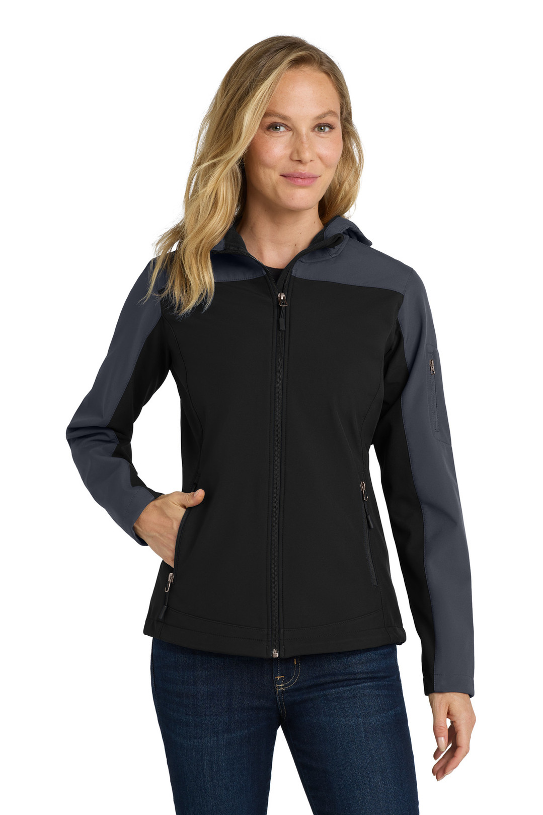Port-Authority-®--Women's-Hooded-Core-Soft-Shell-Jacket.-L335-1