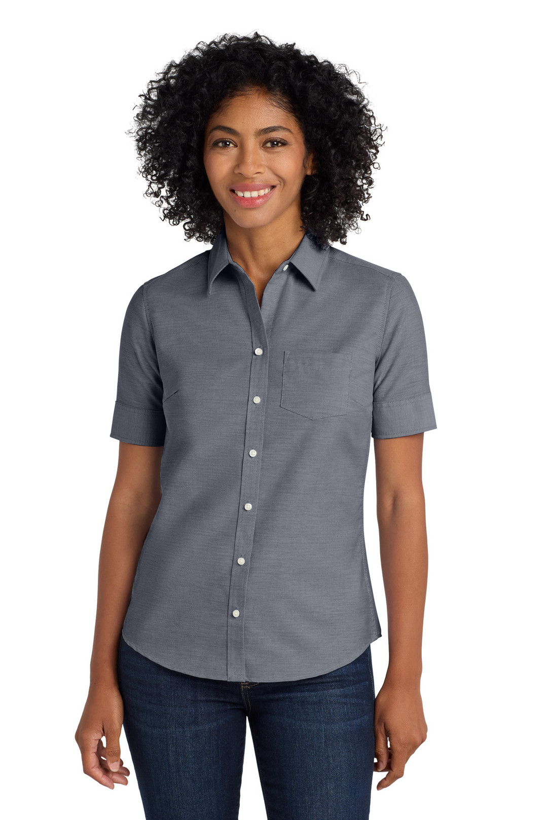 Port-Authority-®--Women's-Short-Sleeve-SuperPro---Oxford-Shirt.-L659-1