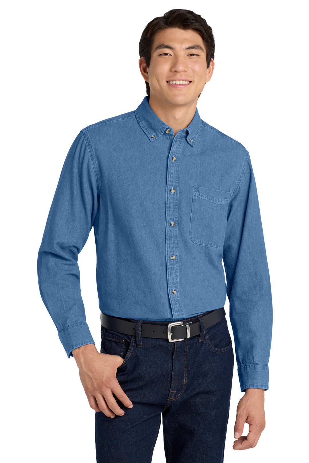 Port-Authority-®--Tall-Long-Sleeve-Denim-Shirt.-TLS600-1