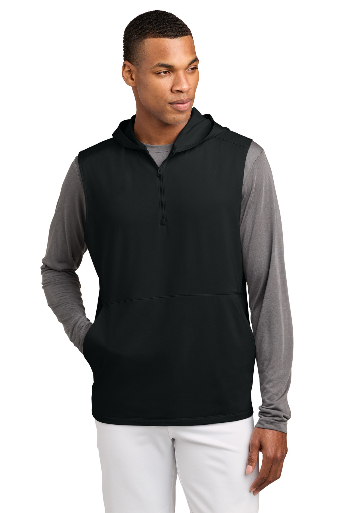 Sport-Tek-®--Sport-Wick-®--Stretch-Sleeveless-Hooded-1/4-Zip-ST858-4