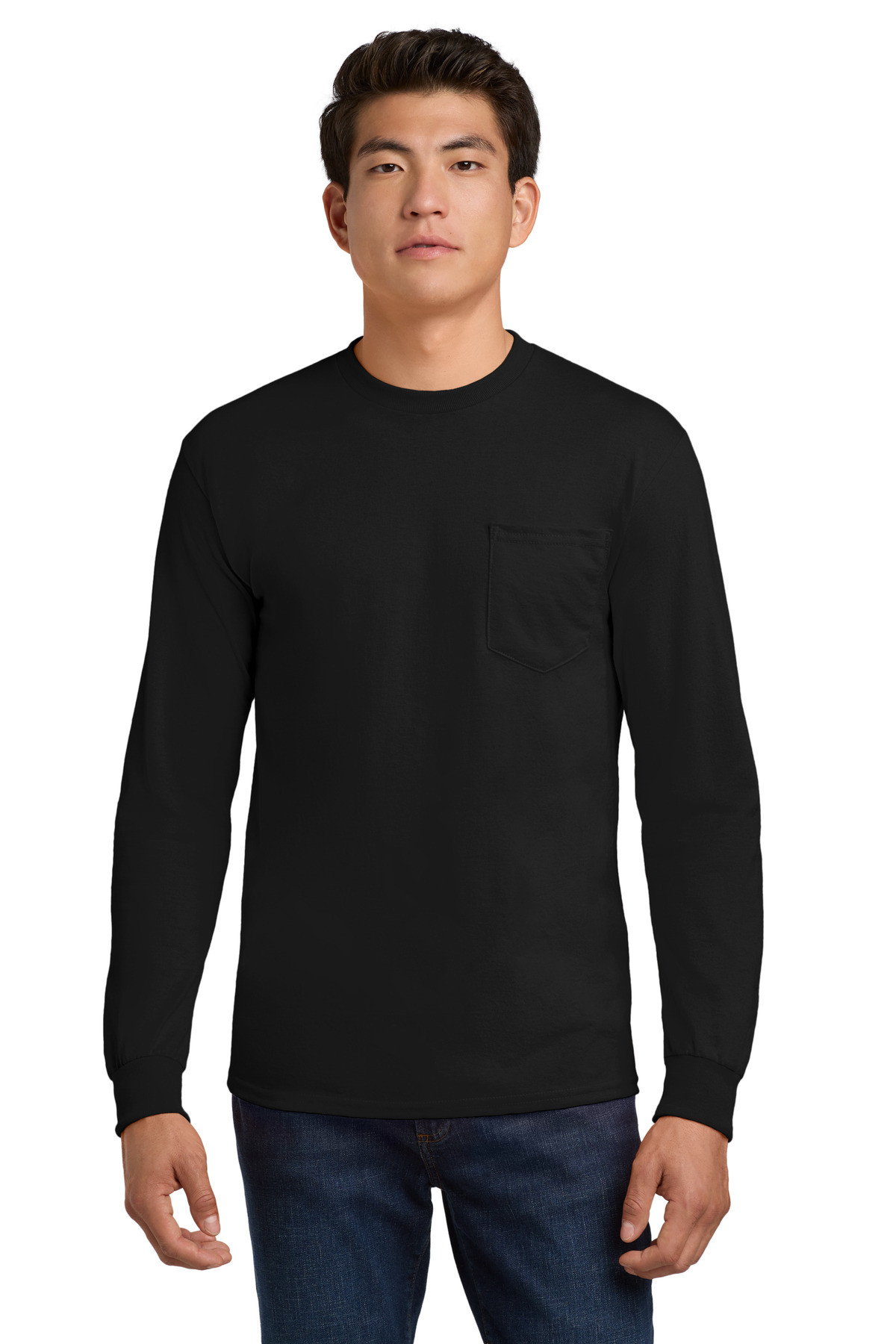 Gildan-®----Ultra-Cotton-®--100%-US-Cotton-Long-Sleeve-T-Shirt-with-Pocket.--2410-49